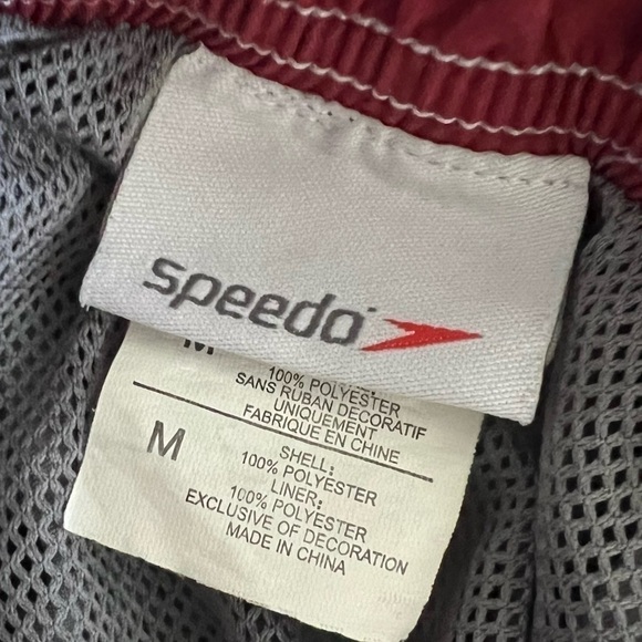 Speedo Gray Red Blue Swim Shorts Medium - Picture 7 of 10